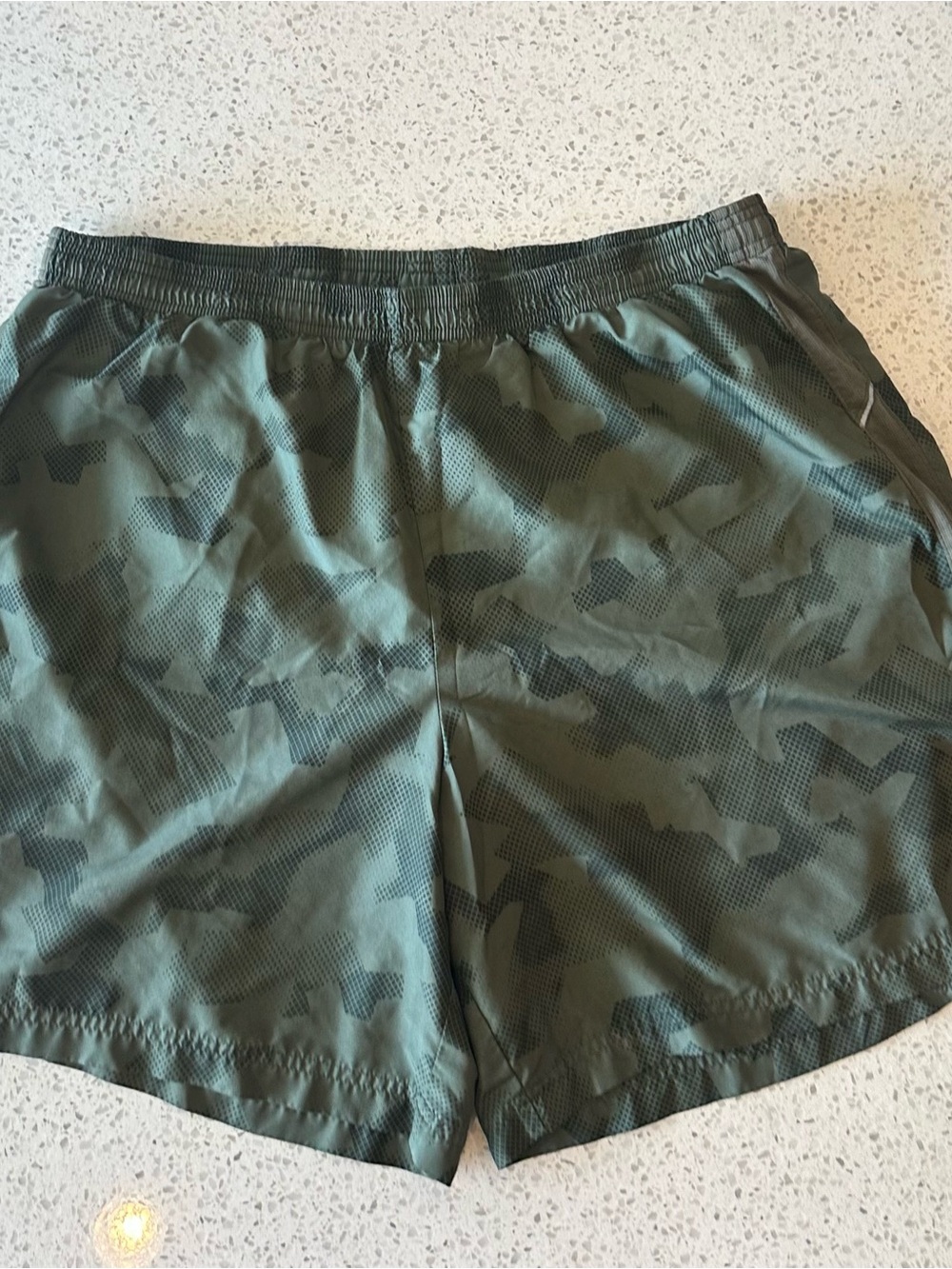Men's Olive Green Camo Brief Lined Athletic Shorts